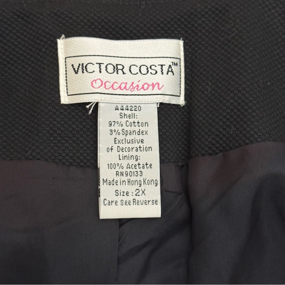 Victor Costa Floral‎ Embroidered Long Coat Black 2X Mandarin Collar - Picture 6 of 7